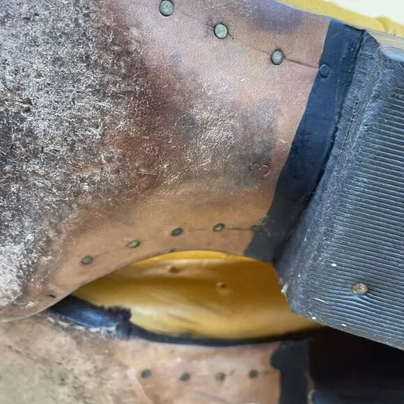 Ostrich Leather‎ Cowboy Yellow Boots Young Men Size 3  Made In Mexico  Hannford