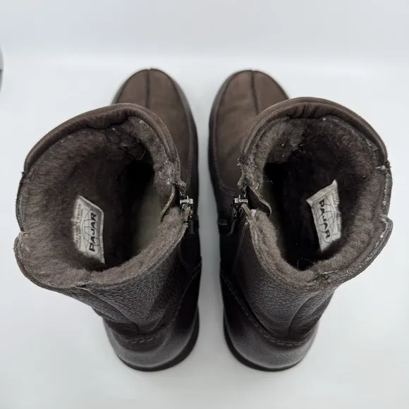 Pajar Boots Men 13 Winter Leather Shearling Lined Side Zip Waterproof Brown