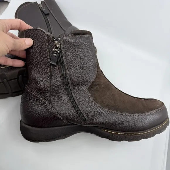 Pajar Boots Men 13 Winter Leather Shearling Lined Side Zip Waterproof Brown
