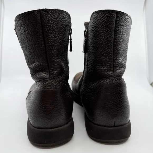 Pajar Boots Men 13 Winter Leather Shearling Lined Side Zip Waterproof Brown