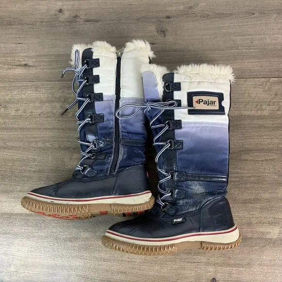 Pajar Canada Girls Insulated Waterproof Tall Winter Snow Boots Size 2.5-3 EU 34