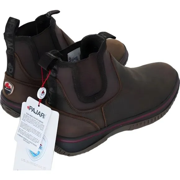 PAJAR Men's Dark Brown Leather Insulated Winter Ankle Boots, Size 41 EU 8-8.5 US