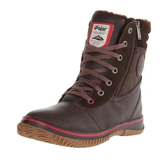 Pajar Tour Mens Side Zip‎ Lace Up Cold Weather Boots Brown size 8