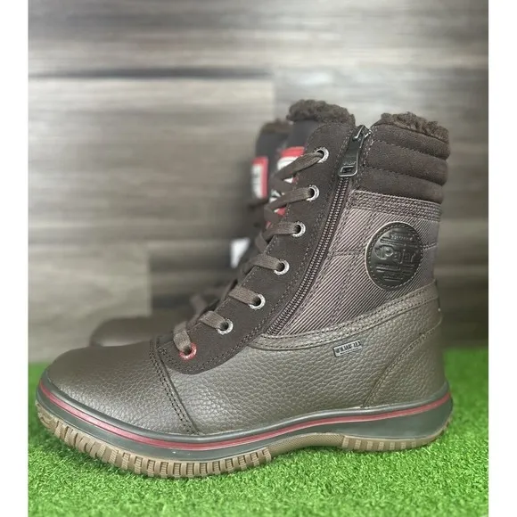 Pajar Tour Mens Side Zip‎ Lace Up Cold Weather Boots Brown size 8
