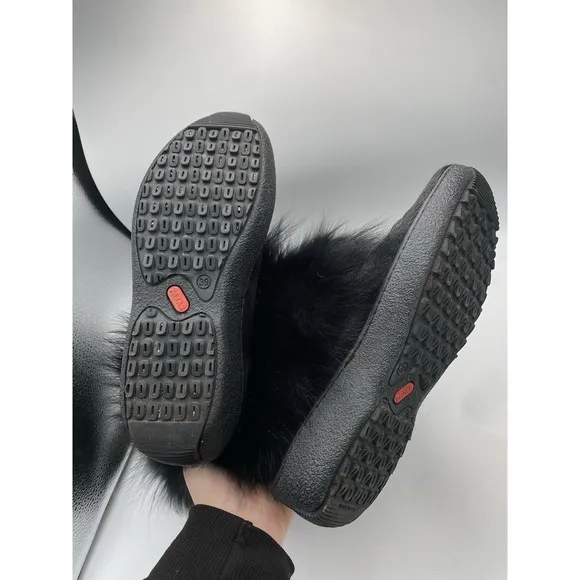 Pajar Women's Fox Fur High Winter Boots Black 39 US 8