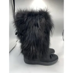 Pajar Women's Fox Fur High Winter Boots Black 39 US 8
