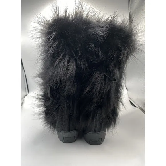 Pajar Women's Fox Fur High Winter Boots Black 39 US 8