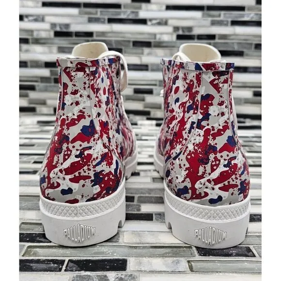 Palladium Pampa Hi White Camo French Men's Rain Boots Size 7.5
