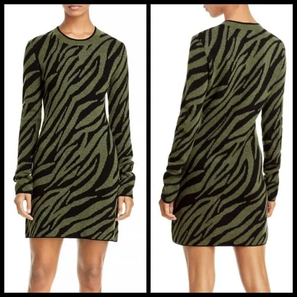 💕PAM &amp; GELA💕 Zebra Silk-Blend Sweaterdress M NWT