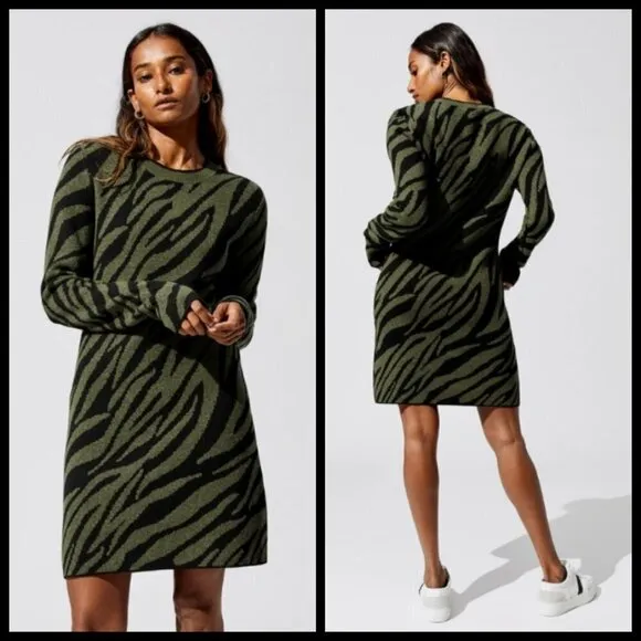 💕PAM &amp; GELA💕 Zebra Silk-Blend Sweaterdress M NWT