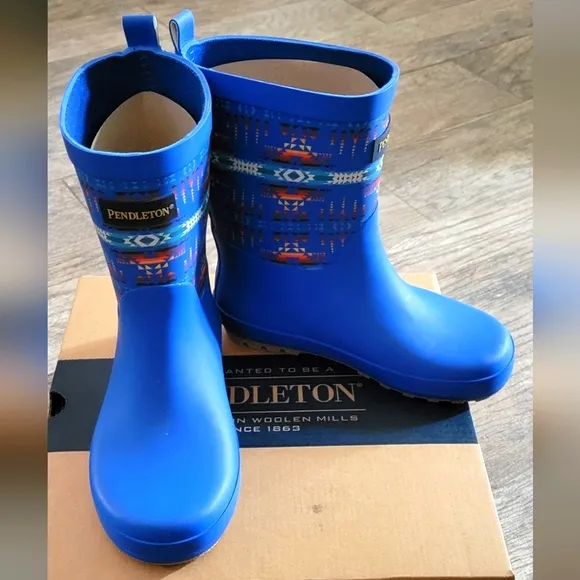 Pendleton PILOT ROCK Mid Boot Outdoor Rain Boots Blue Native American Inspired