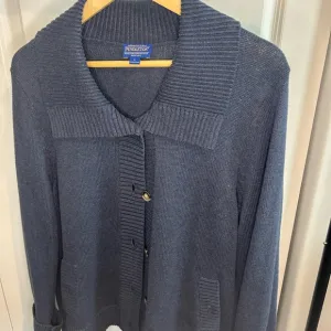 Pendleton Shawl Collar Cardigan | Blue Heather | Size L