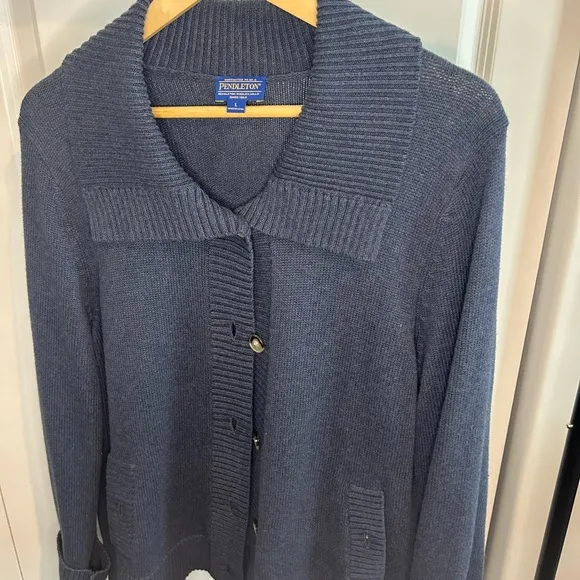 Pendleton Shawl Collar Cardigan | Blue Heather | Size L