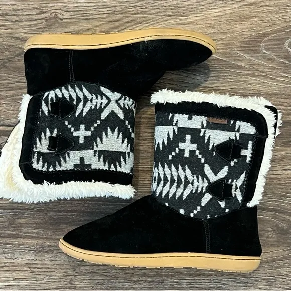 Pendleton Women's Hacienda Bootie Size 10‎ Spider Rock Boots Black White