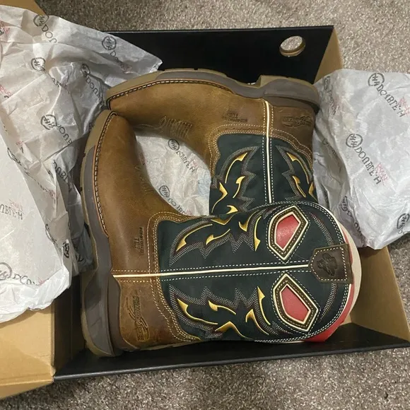 Phantom Rider men's boots size 8 brown and green