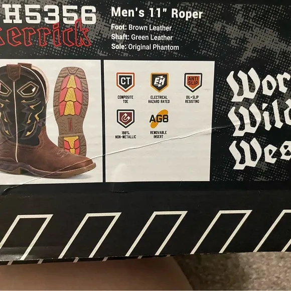 Phantom Rider men's boots size 8 brown and green