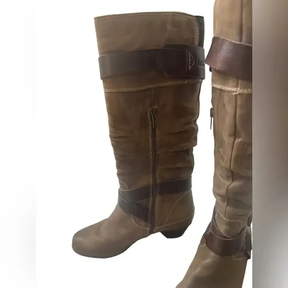 Pikolinos BROWN Knee High Boots  Zip Buckle Leather Riding Brujas 37 WOMEN, 6.5