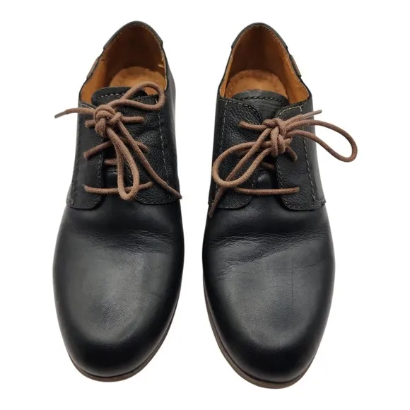 Pikolinos Lace Up Heels Womens 38 US 7.5 Black Leather Oxford Style Shoes EUC
