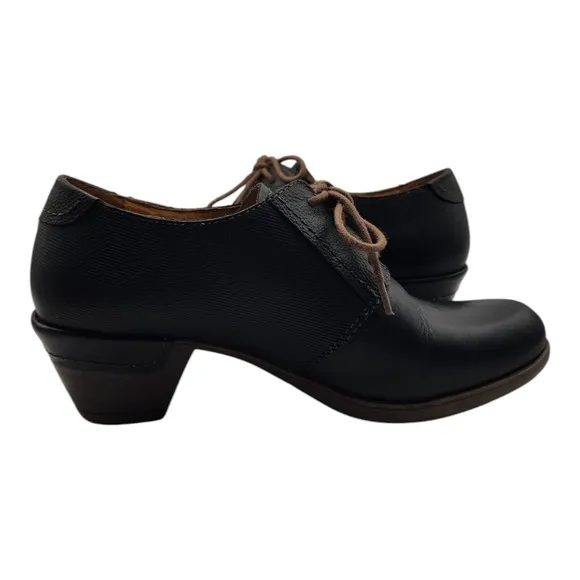 Pikolinos Lace Up Heels Womens 38 US 7.5 Black Leather Oxford Style Shoes EUC