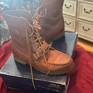 Polo by Ralph Lauren Brown Leather Boots Durable Outdoor Style