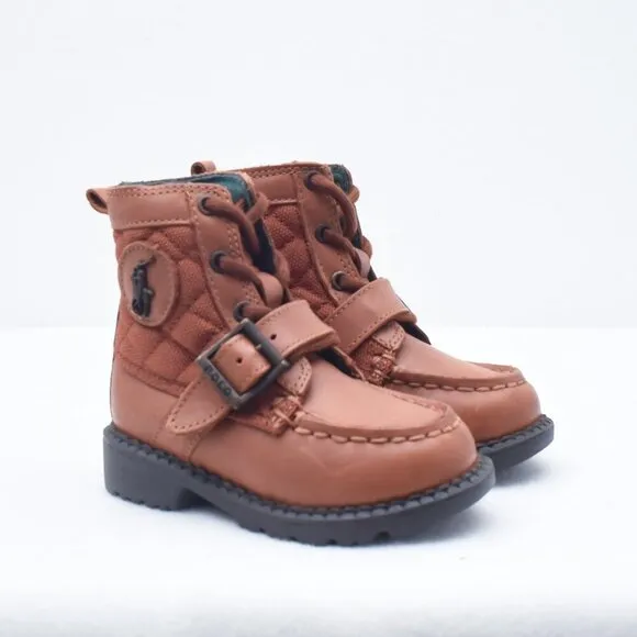 POLO BY RALPH LAUREN LEATHER RANGER HI ULTRA BOOTS Tan Size 5 Toddler
