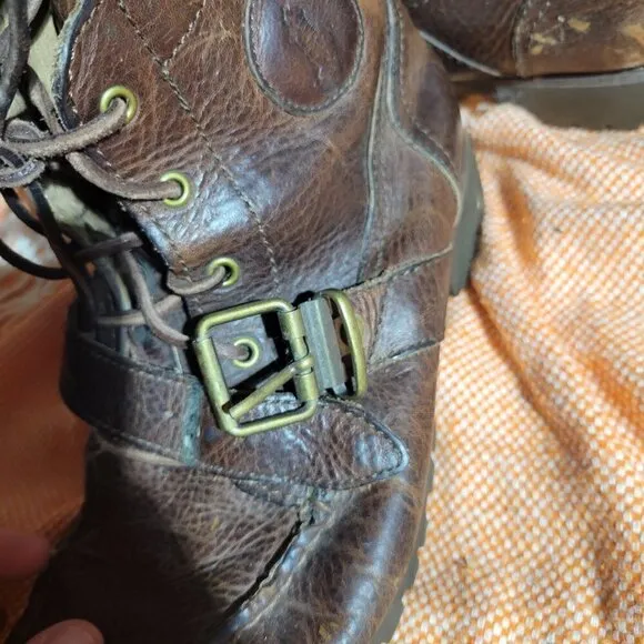 Polo By Ralph Lauren Ranger Men's Distressed Brown Leather Buckle Boots Size 7.5