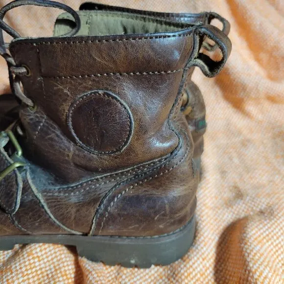 Polo By Ralph Lauren Ranger Men's Distressed Brown Leather Buckle Boots Size 7.5