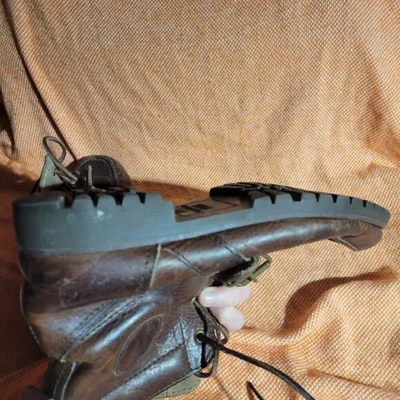 Polo By Ralph Lauren Ranger Men's Distressed Brown Leather Buckle Boots Size 7.5