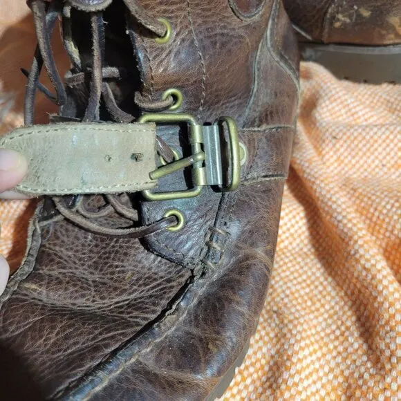 Polo By Ralph Lauren Ranger Men's Distressed Brown Leather Buckle Boots Size 7.5