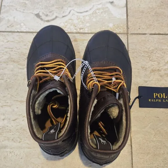Polo Ralph Lauren Claus Lace Up Mens Sherpa Lined Duck Boots Brown Size 7