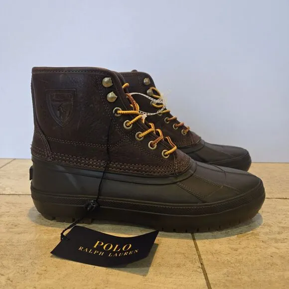 Polo Ralph Lauren Claus Lace Up Mens Sherpa Lined Duck Boots Brown Size 7