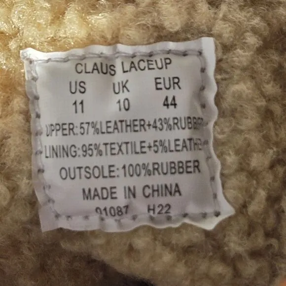 Polo Ralph Lauren Claus Laceup Sherpa Lined Duck Boots Brown Green Men's Size 11