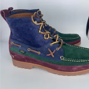 POLO Ralph Lauren Country Ranger MID Color Block Suede Corduroy Boots Men Sz 11