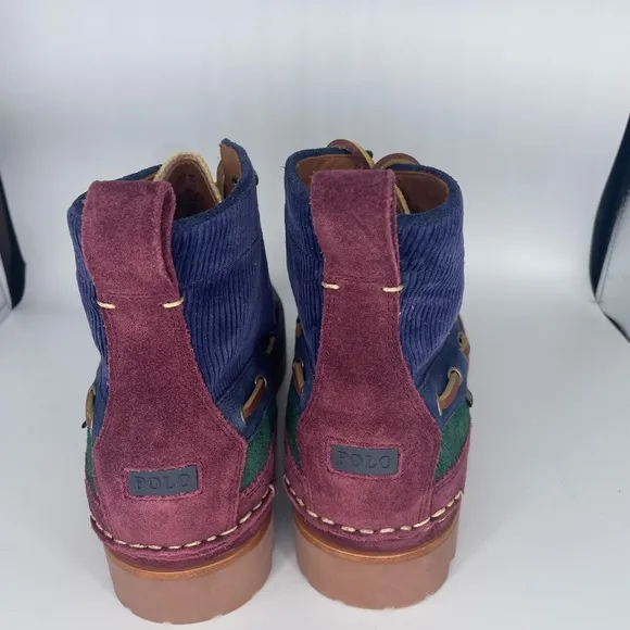 POLO Ralph Lauren Country Ranger MID Color Block Suede Corduroy Boots Men Sz 11