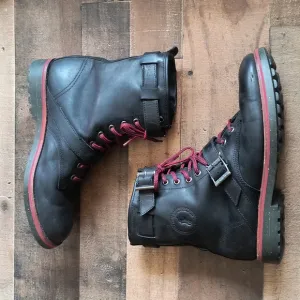 Polo Ralph Lauren Double Strap Leather Maurice Moto Boots Black Sz 12 Men
