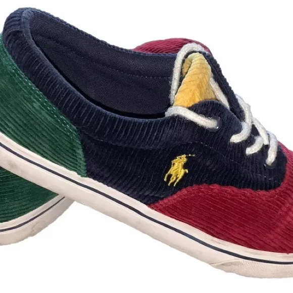 Polo Ralph Lauren Keaton Corduroy Sneakers Shoes Mens Size 6 Navy Lining  (S254)