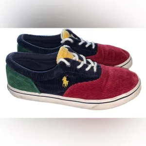 Polo Ralph Lauren Keaton Corduroy Sneakers Shoes Mens Size 6 Navy Lining  (S254)