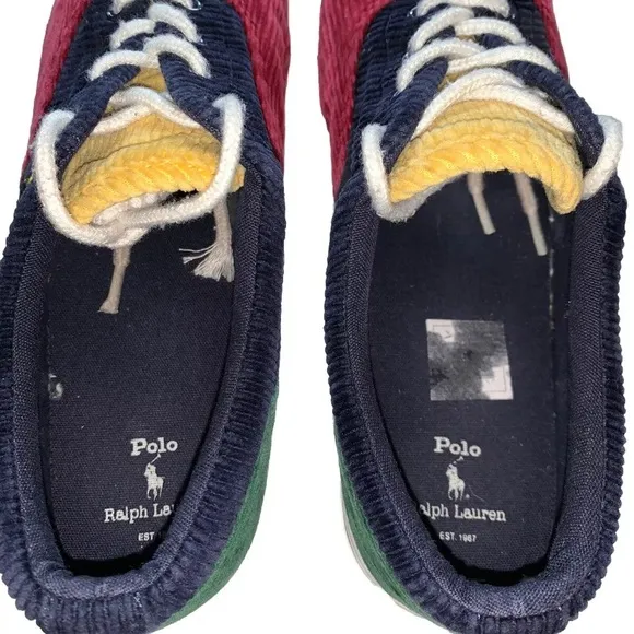 Polo Ralph Lauren Keaton Corduroy Sneakers Shoes Mens Size 6 Navy Lining  (S254)