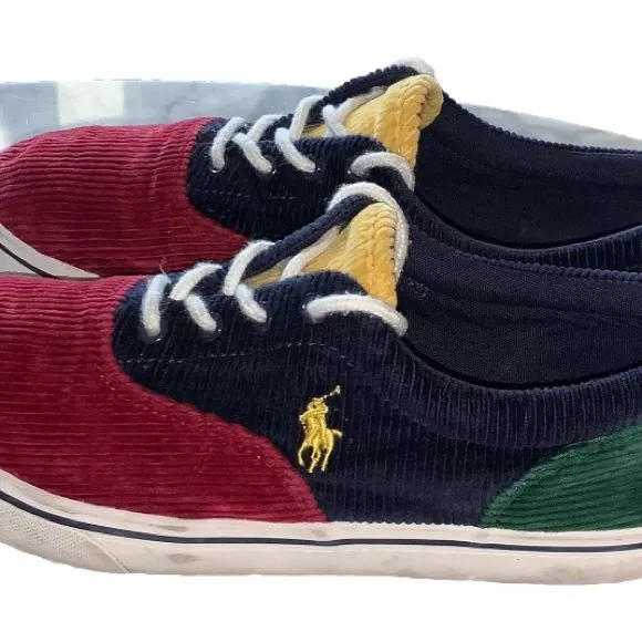 Polo Ralph Lauren Keaton Corduroy Sneakers Shoes Mens Size 6 Navy Lining  (S254)