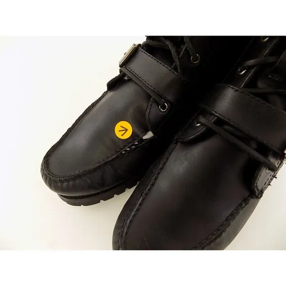 Polo Ralph Lauren Men Leather Boots Black Size 10.5D (PRE-OWNED/USED)