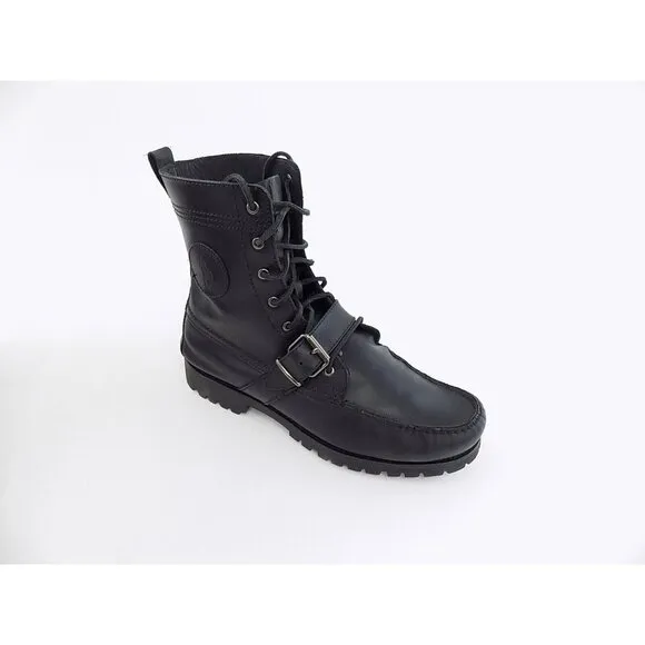 Polo Ralph Lauren Men Leather Boots Black Size 10.5D (PRE-OWNED/USED)