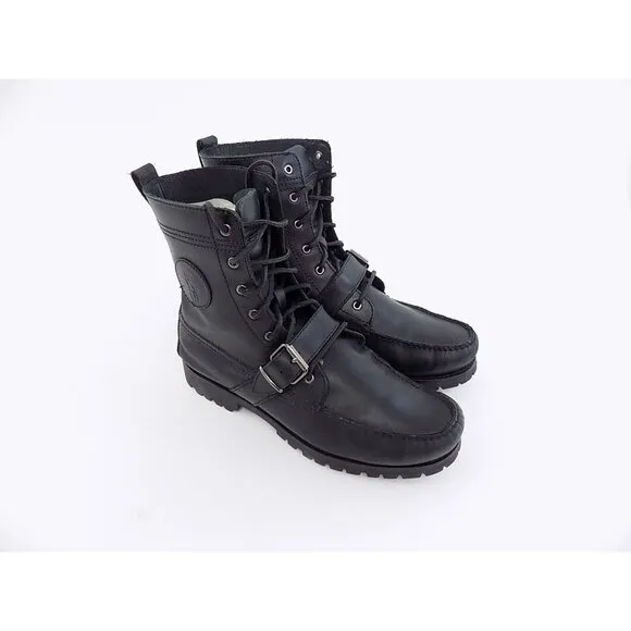Polo Ralph Lauren Men Leather Boots Black Size 10.5D (PRE-OWNED/USED)