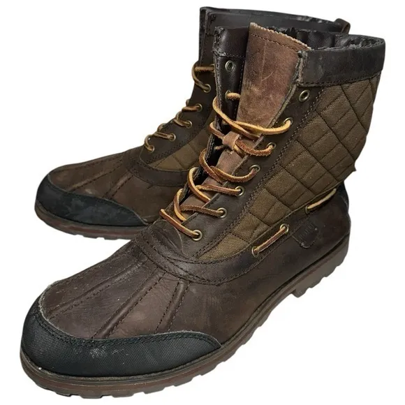 Polo Ralph Lauren Mens Size 11.5 Brown Whitehill Tall Leather Lace Up Duck Boots