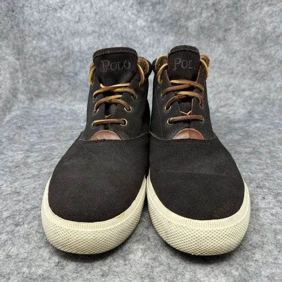 Polo Ralph Lauren Zale Sneakers Men Size 9.5D Brown Leather Suede Chukka Shoes