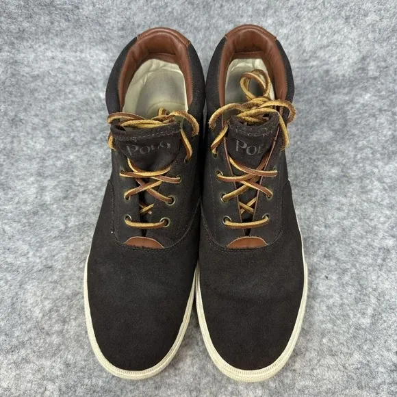 Polo Ralph Lauren Zale Sneakers Men Size 9.5D Brown Leather Suede Chukka Shoes
