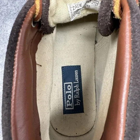 Polo Ralph Lauren Zale Sneakers Men Size 9.5D Brown Leather Suede Chukka Shoes