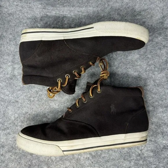 Polo Ralph Lauren Zale Sneakers Men Size 9.5D Brown Leather Suede Chukka Shoes