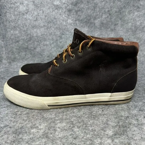 Polo Ralph Lauren Zale Sneakers Men Size 9.5D Brown Leather Suede Chukka Shoes