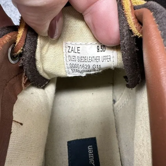 Polo Ralph Lauren Zale Sneakers Men Size 9.5D Brown Leather Suede Chukka Shoes