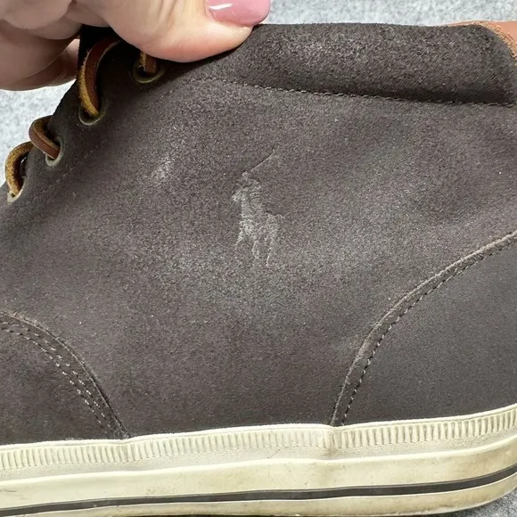 Polo Ralph Lauren Zale Sneakers Men Size 9.5D Brown Leather Suede Chukka Shoes